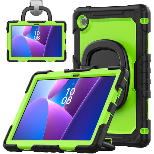 For Lenovo Tab 10.1 (2025) TB-311XU  /  Tab TB311FU Case Ring Kickstand PC + Silicone Shockproof Tablet Cover - Black  /  Yellowgreen