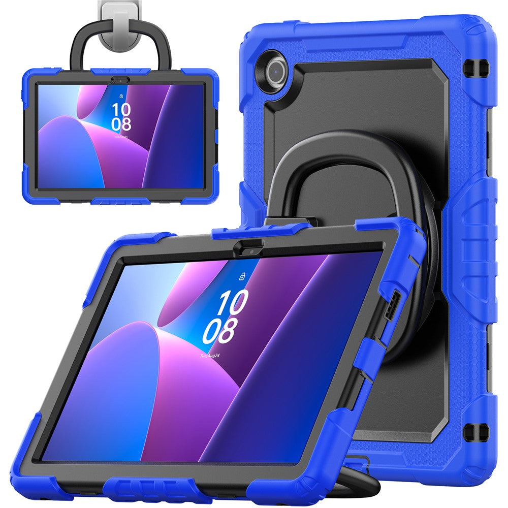 For Lenovo Tab 10.1 (2025) TB-311XU  /  Tab TB311FU Case Ring Kickstand PC + Silicone Shockproof Tablet Cover - Dark Blue