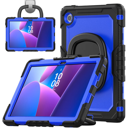 For Lenovo Tab 10.1 (2025) TB-311XU  /  Tab TB311FU Case Ring Kickstand PC + Silicone Shockproof Tablet Cover - Black  /  Dark Blue