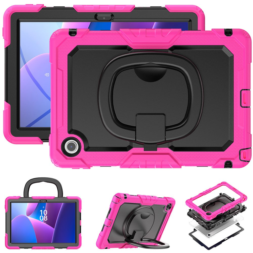 For Lenovo Tab 10.1 (2025) TB-311XU  /  Tab TB311FU Case Ring Kickstand PC + Silicone Shockproof Tablet Cover - Rose