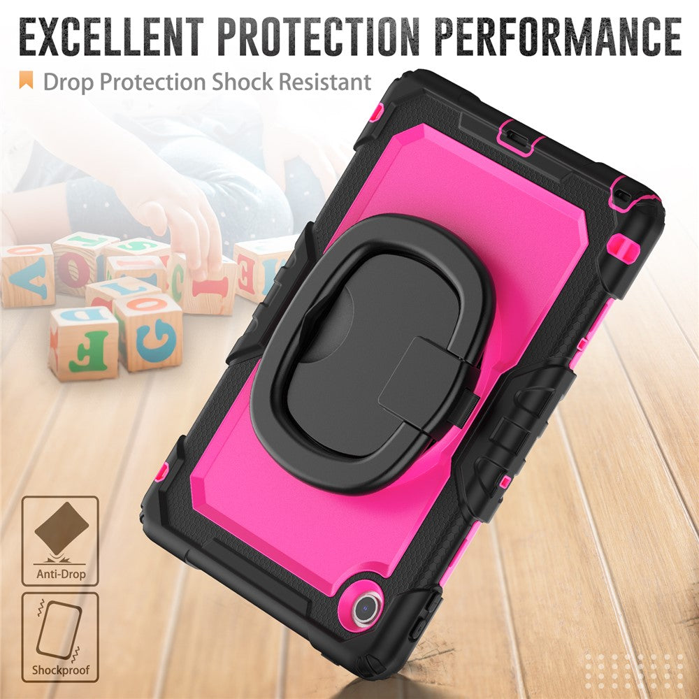 For Lenovo Tab 10.1 (2025) TB-311XU  /  Tab TB311FU Case Ring Kickstand PC + Silicone Shockproof Tablet Cover - Black  /  Rose