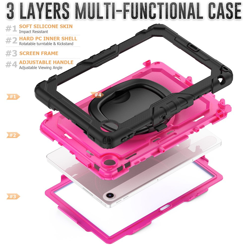 For Lenovo Tab 10.1 (2025) TB-311XU  /  Tab TB311FU Case Ring Kickstand PC + Silicone Shockproof Tablet Cover - Black  /  Rose