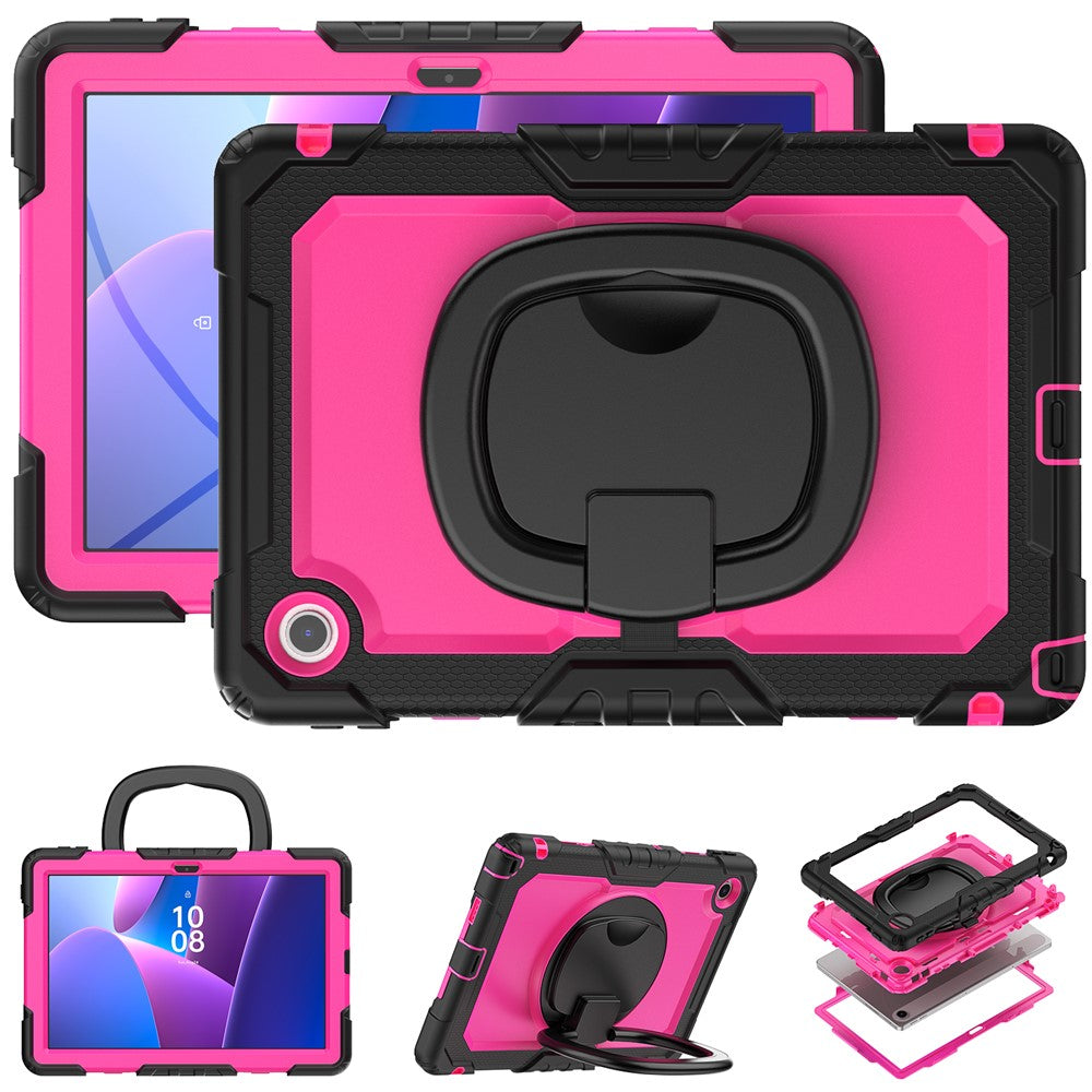 For Lenovo Tab 10.1 (2025) TB-311XU  /  Tab TB311FU Case Ring Kickstand PC + Silicone Shockproof Tablet Cover - Black  /  Rose