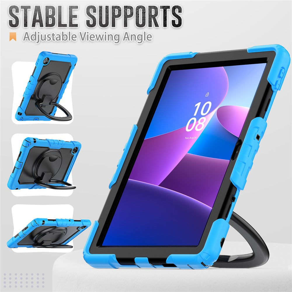 For Lenovo Tab 10.1 (2025) TB-311XU  /  Tab TB311FU Case Ring Kickstand PC + Silicone Shockproof Tablet Cover - Baby Blue