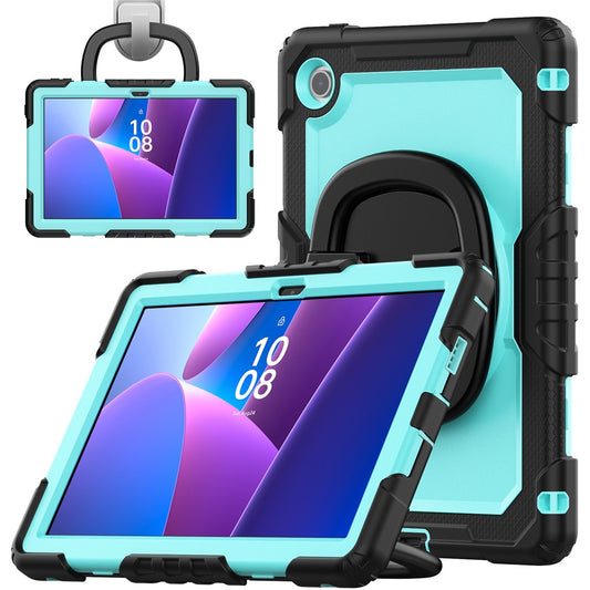 For Lenovo Tab 10.1 (2025) TB-311XU  /  Tab TB311FU Case Ring Kickstand PC + Silicone Shockproof Tablet Cover - Black  /  Baby Blue