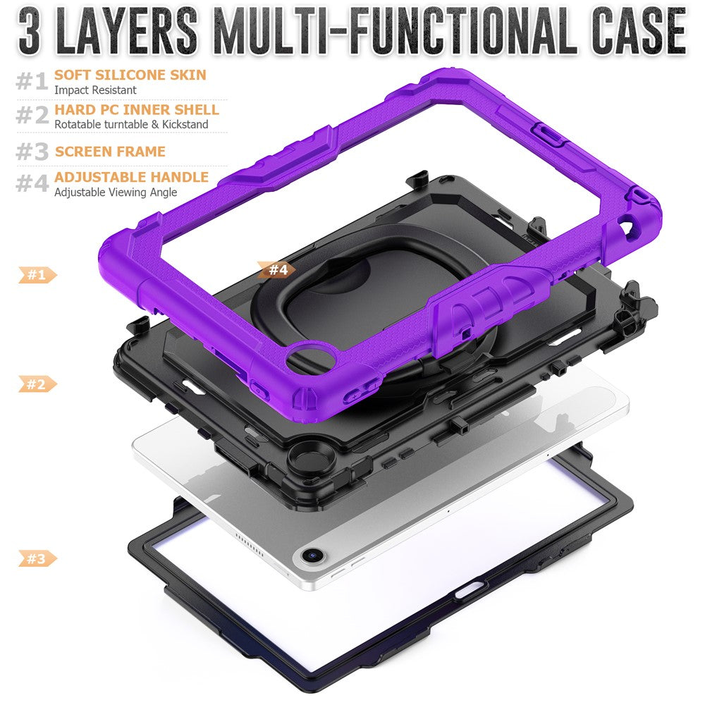 For Lenovo Tab 10.1 (2025) TB-311XU  /  Tab TB311FU Case Ring Kickstand PC + Silicone Shockproof Tablet Cover - Purple