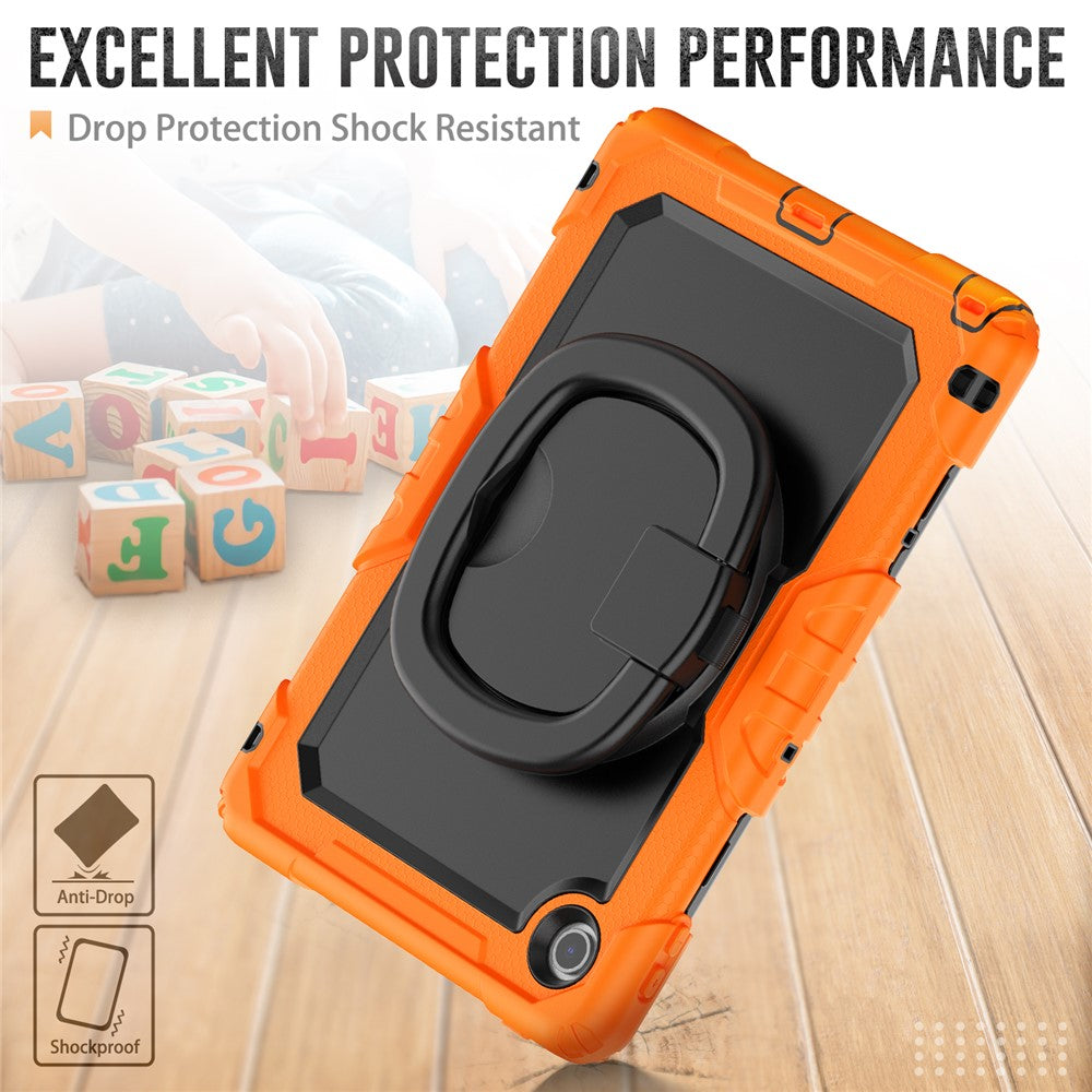 For Lenovo Tab 10.1 (2025) TB-311XU  /  Tab TB311FU Kickstand Case PC + Silicone Tablet Cover with Shoulder Strap - Orange