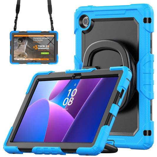For Lenovo Tab 10.1 (2025) TB-311XU  /  Tab TB311FU Kickstand Case PC + Silicone Tablet Cover with Shoulder Strap - Baby Blue