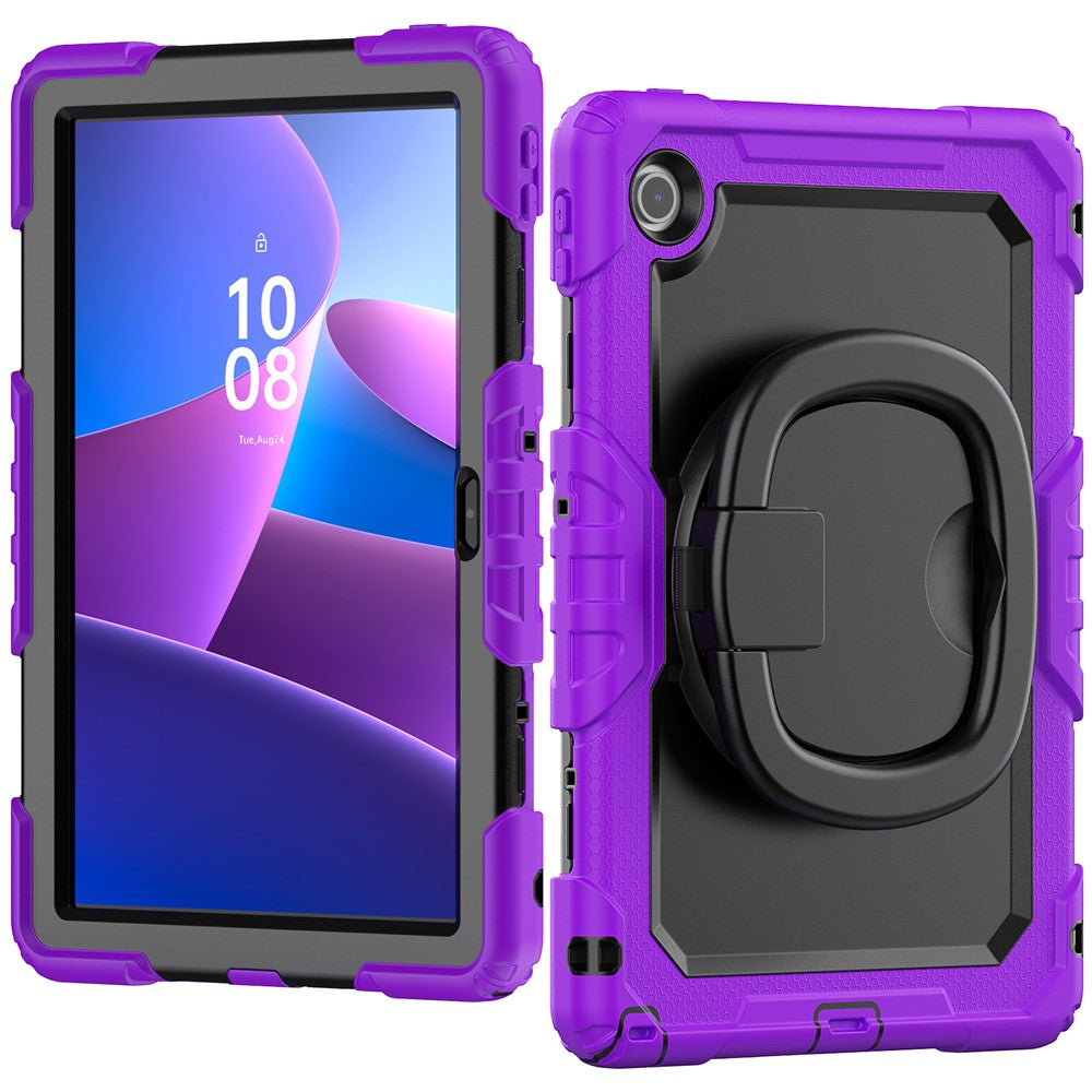 For Lenovo Tab 10.1 (2025) TB-311XU  /  Tab TB311FU Kickstand Case PC + Silicone Tablet Cover with Shoulder Strap - Purple