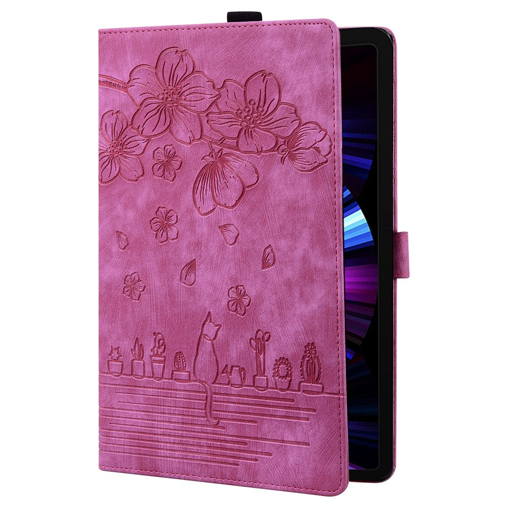 For Lenovo Tab K10C / Tab E10C Case Card Slots Leather Tablet Stand Folio Cover Flower Cat - Rose