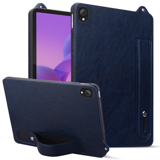 For Lenovo Tab K10C / Tab E10C Case Hand Strap Kickstand Leather Tablet Cover - Blue