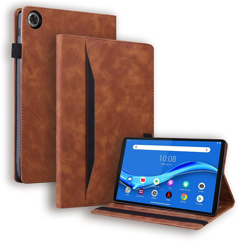 For Lenovo Tab K10C / Tab E10C Case PU Leather Protective Folio Tablet Cover with Card Holder - Brown