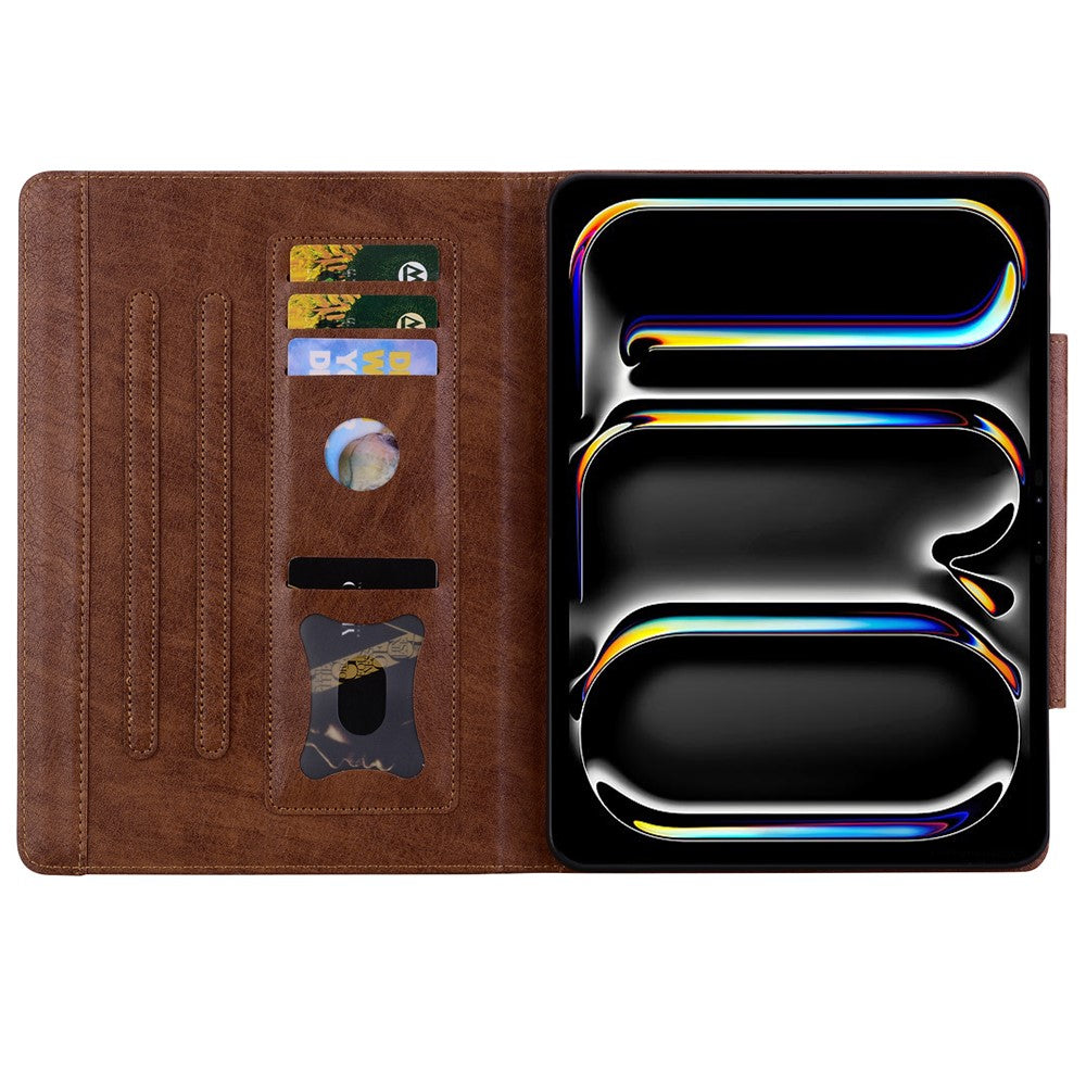 For Lenovo Tab K10C  /  E10C Case Cat Buckle Closure Leather Protective Stand Cover - Brown