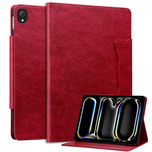 For Lenovo Tab K10C  /  E10C Case Cat Buckle Closure Leather Protective Stand Cover - Red