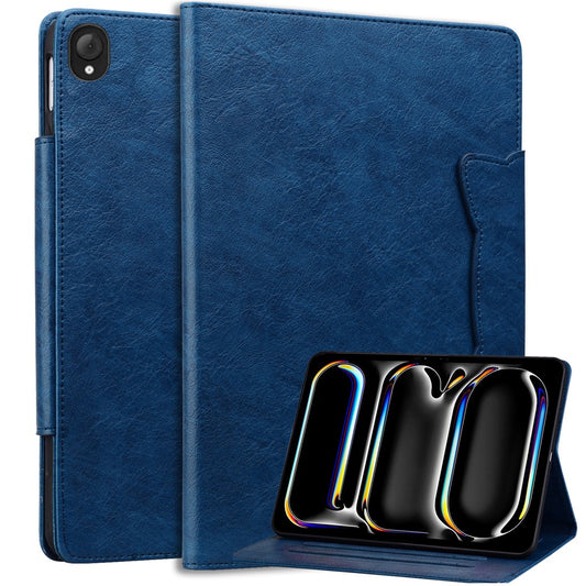 For Lenovo Tab K10C  /  E10C Case Cat Buckle Closure Leather Protective Stand Cover - Dark Blue
