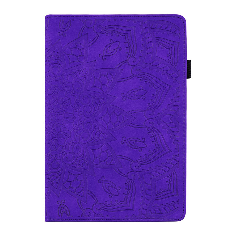 For Lenovo Tab K10C  /  E10C Tablet Case Card Slots Leather Cover Flower Pattern - Purple