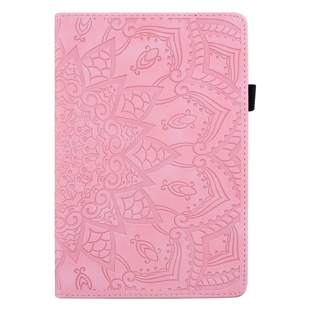 For Lenovo Tab K10C  /  E10C Tablet Case Card Slots Leather Cover Flower Pattern - Pink