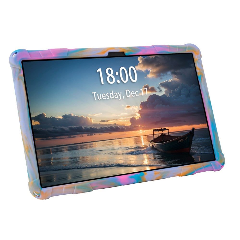 For Lenovo Tab M11 Case Retro Textured PC Kickstand Silicone Tablet Cover with Shoulder Strap - Colorful Purple