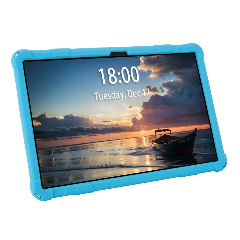 For Lenovo Tab M11 Case Retro Textured PC Kickstand Silicone Tablet Cover with Shoulder Strap - Baby Blue