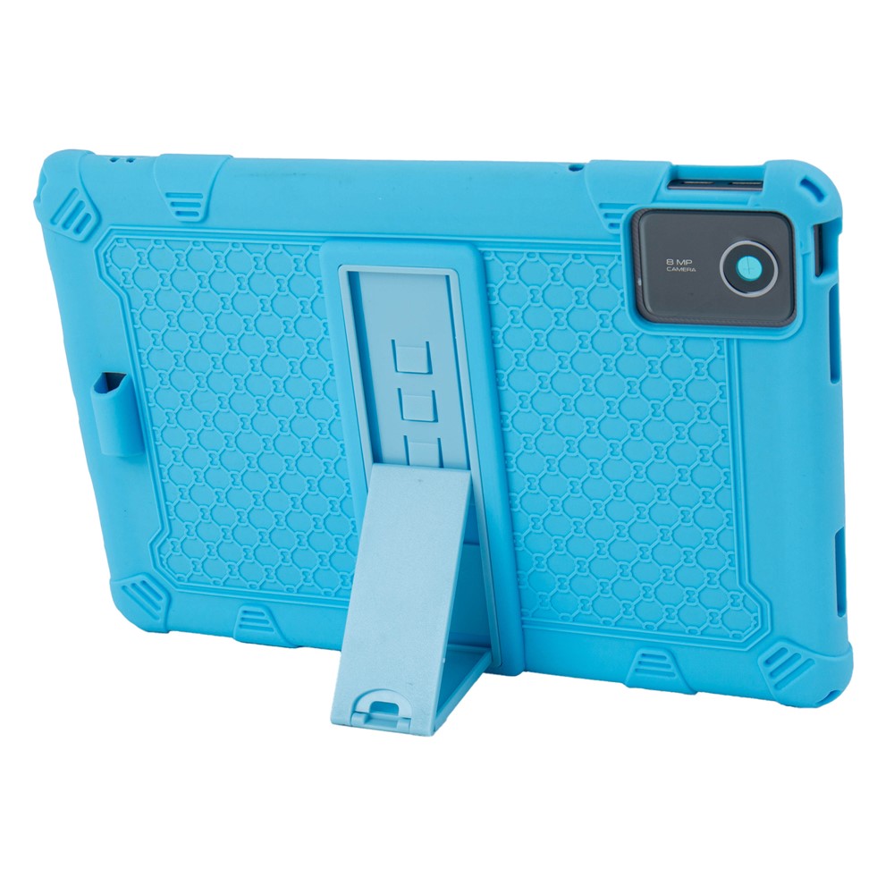 For Lenovo Tab M11 Case Retro Textured PC Kickstand Silicone Tablet Cover with Shoulder Strap - Baby Blue
