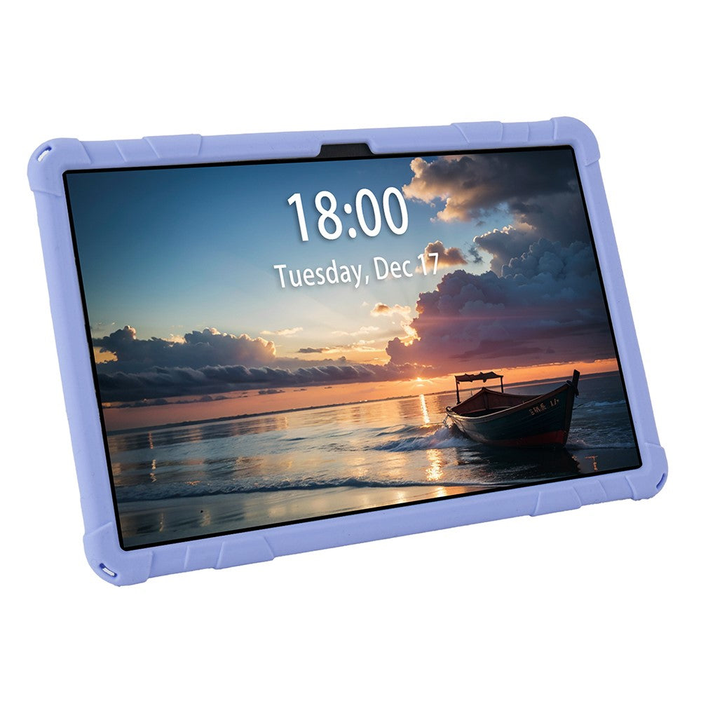 For Lenovo Tab M11 Case Retro Textured PC Kickstand Silicone Tablet Cover with Shoulder Strap - Purple