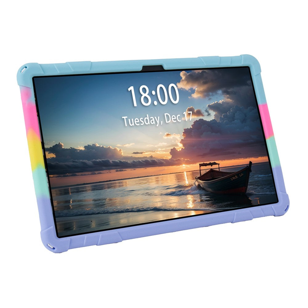 For Lenovo Tab M11 Case Retro Textured PC Kickstand Silicone Tablet Cover with Shoulder Strap - Colorful Baby Blue
