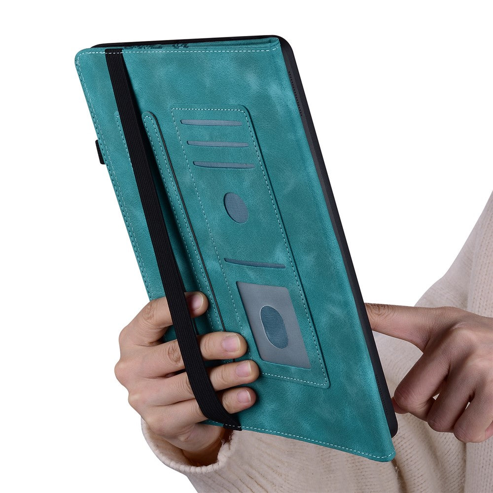 For Lenovo Tab M11 (TB-330FC)  /  Xiaoxin Pad 11 2024 (TB-331FC) Leather Case Heart Imprint Foldable Stand Card Slot Stylus Holder Tablet Cover - Green