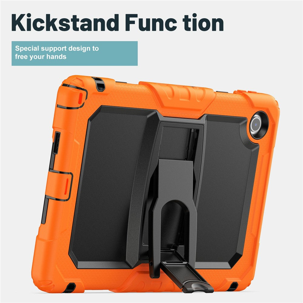 For Lenovo Tab 10.1 (2025) TB-311XU  /  Tab TB311FU Case Kickstand PC + Silicone Shockproof Tablet Cover - Orange