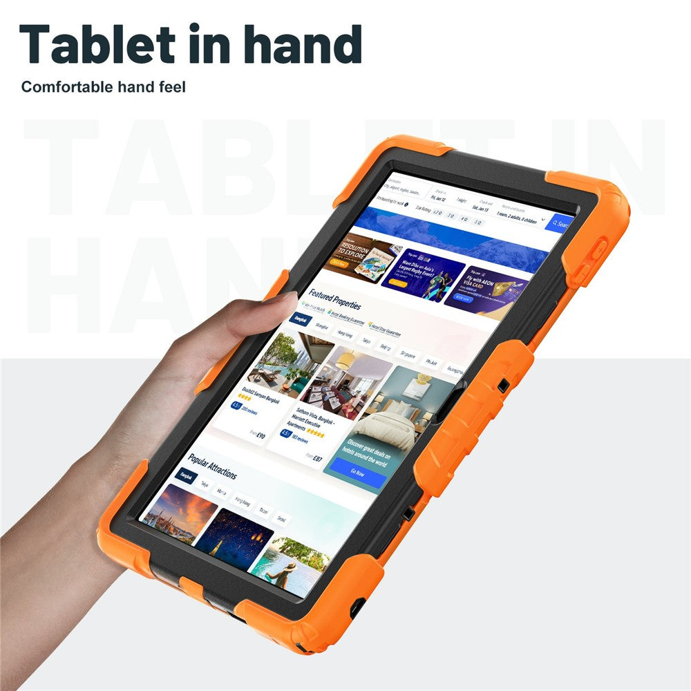 For Lenovo Tab 10.1 (2025) TB-311XU  /  Tab TB311FU Case Kickstand PC + Silicone Shockproof Tablet Cover - Orange