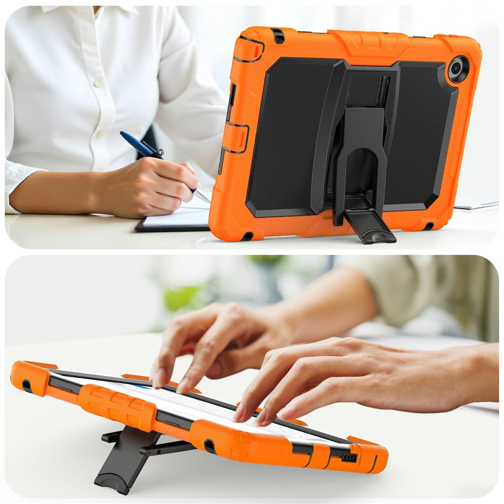 For Lenovo Tab 10.1 (2025) TB-311XU  /  Tab TB311FU Case Kickstand PC + Silicone Shockproof Tablet Cover - Orange