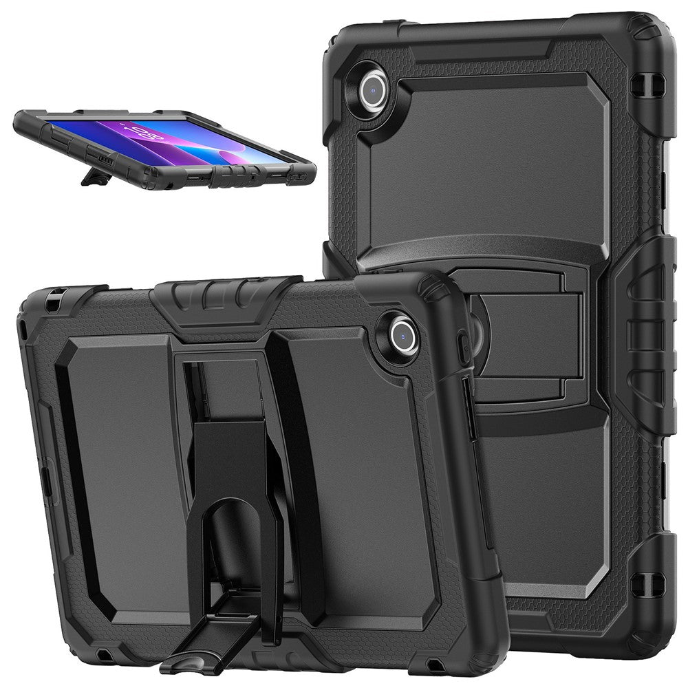 For Lenovo Tab 10.1 (2025) TB-311XU  /  Tab TB311FU Case Kickstand PC + Silicone Shockproof Tablet Cover - Black