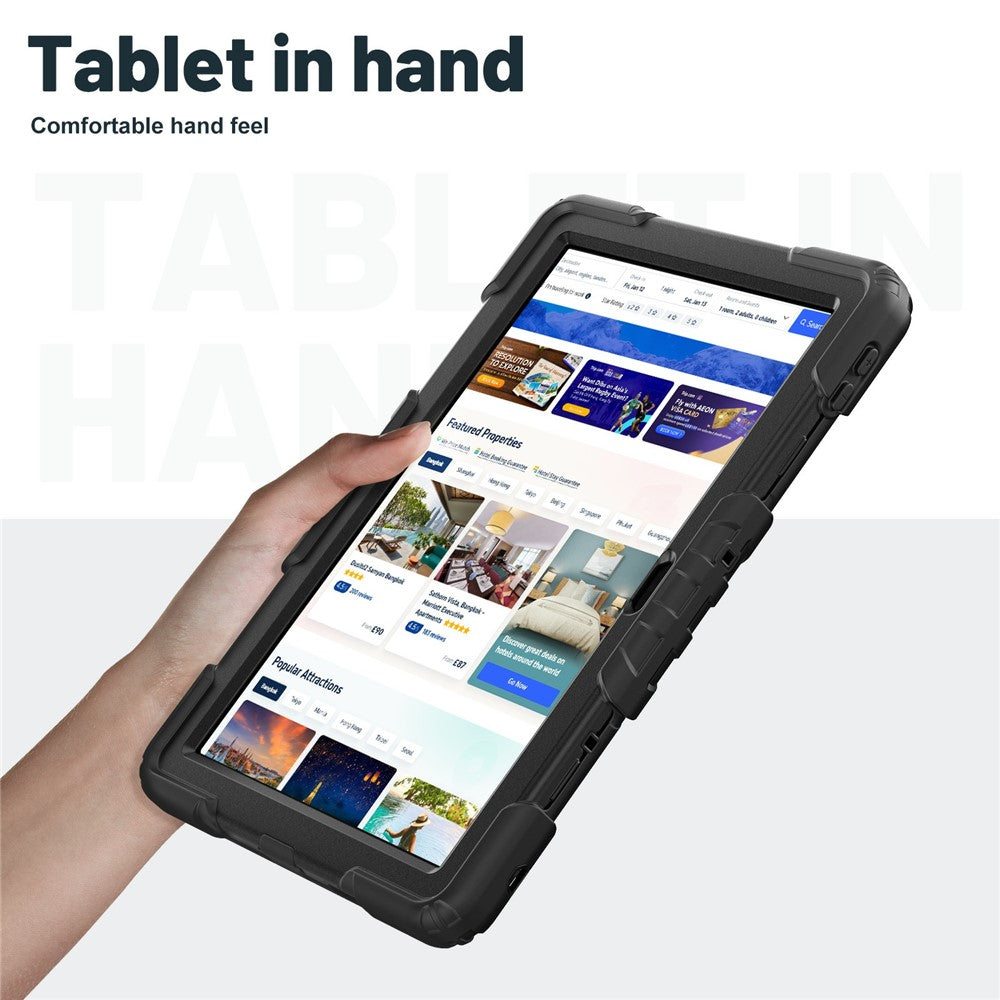 For Lenovo Tab 10.1 (2025) TB-311XU  /  Tab TB311FU Case Kickstand PC + Silicone Shockproof Tablet Cover - Black