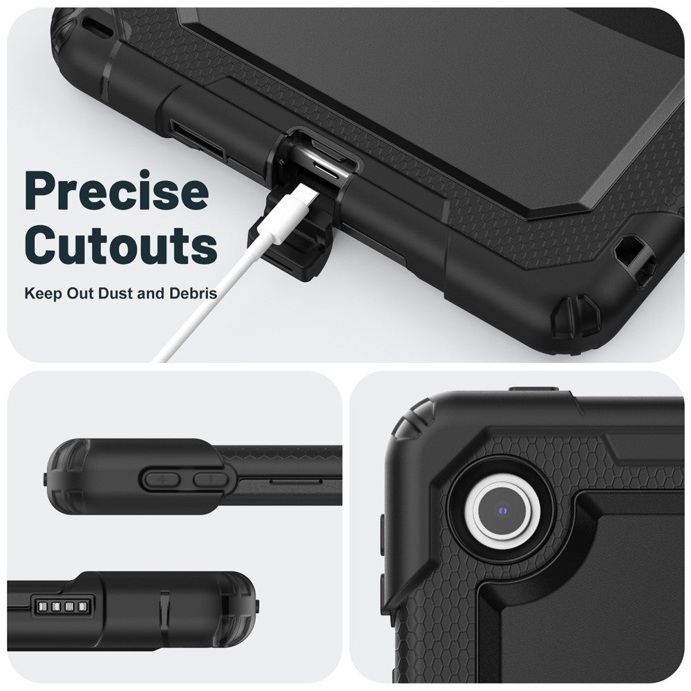 For Lenovo Tab 10.1 (2025) TB-311XU  /  Tab TB311FU Case Kickstand PC + Silicone Shockproof Tablet Cover - Black