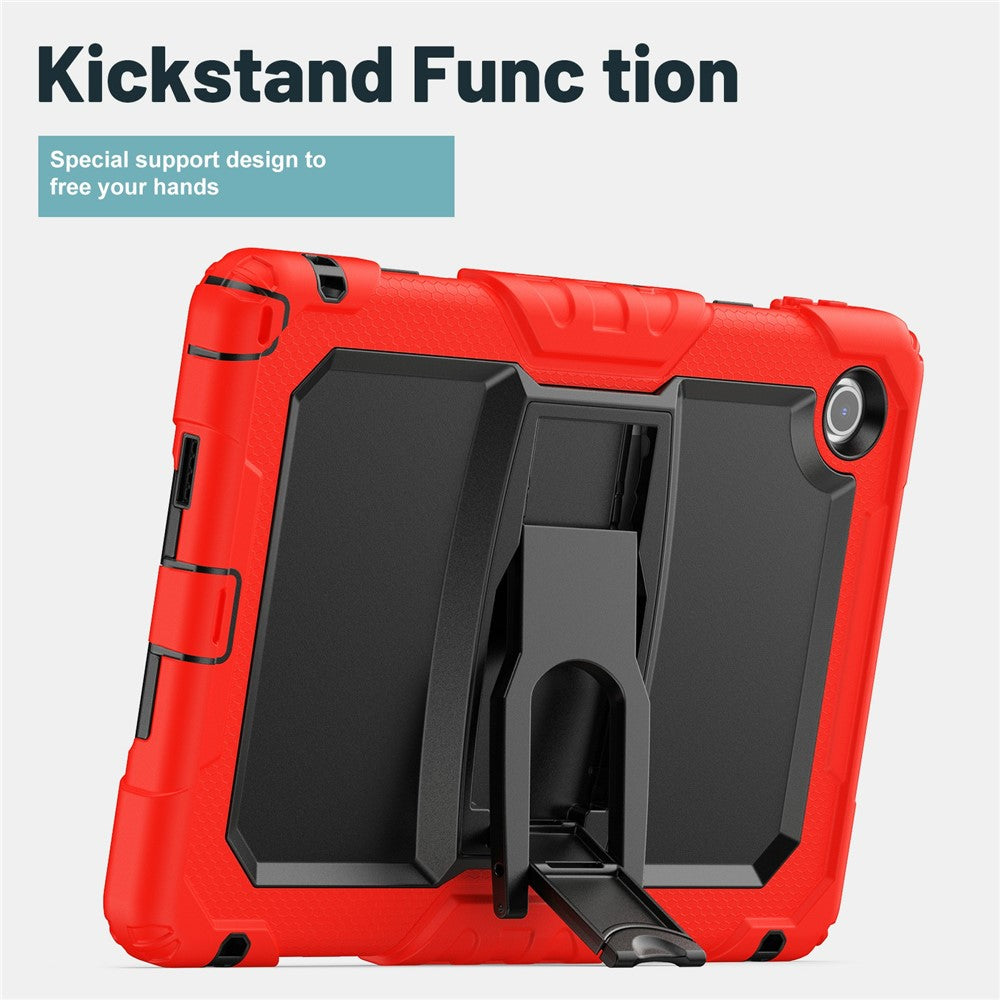 For Lenovo Tab 10.1 (2025) TB-311XU  /  Tab TB311FU Case Kickstand PC + Silicone Shockproof Tablet Cover - Red