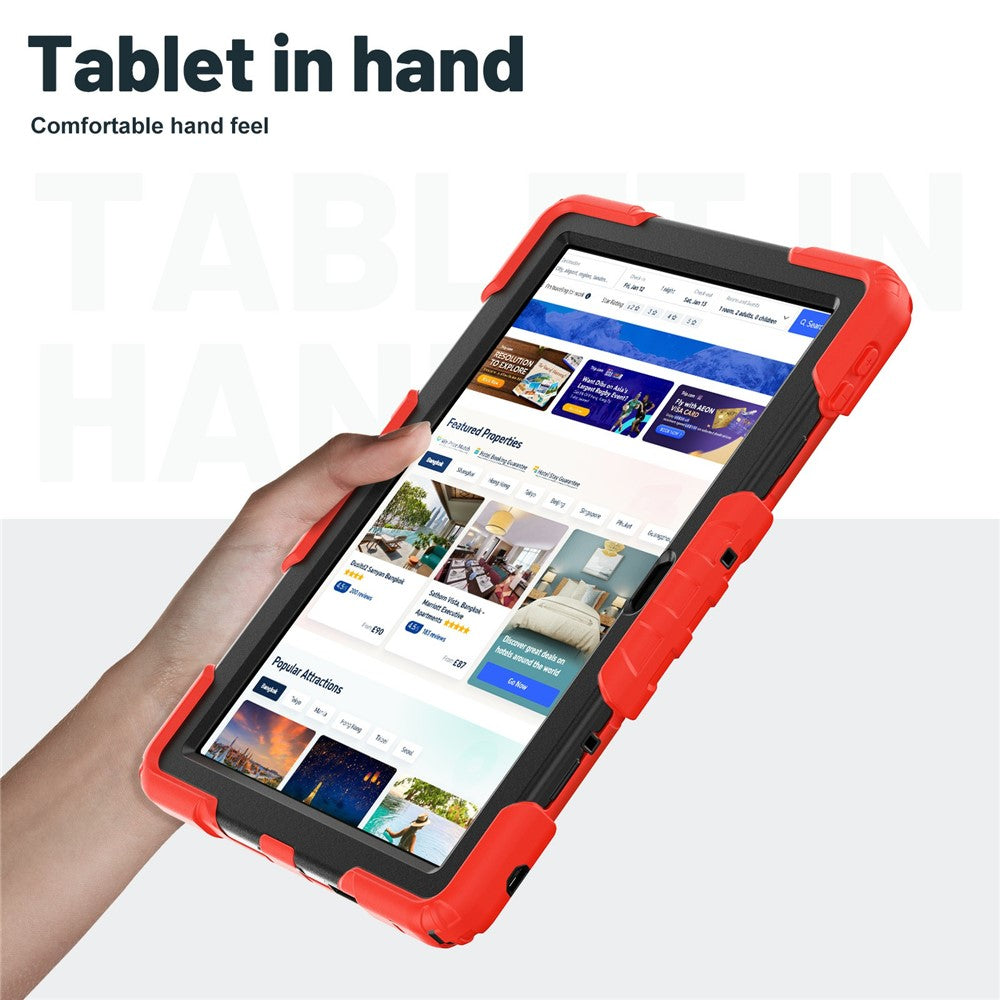 For Lenovo Tab 10.1 (2025) TB-311XU  /  Tab TB311FU Case Kickstand PC + Silicone Shockproof Tablet Cover - Red