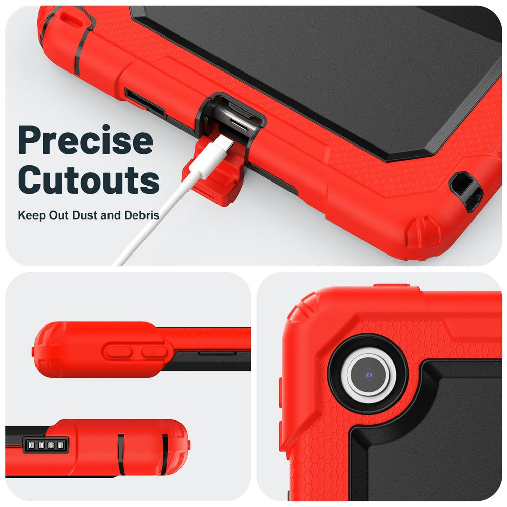 For Lenovo Tab 10.1 (2025) TB-311XU  /  Tab TB311FU Case Kickstand PC + Silicone Shockproof Tablet Cover - Red
