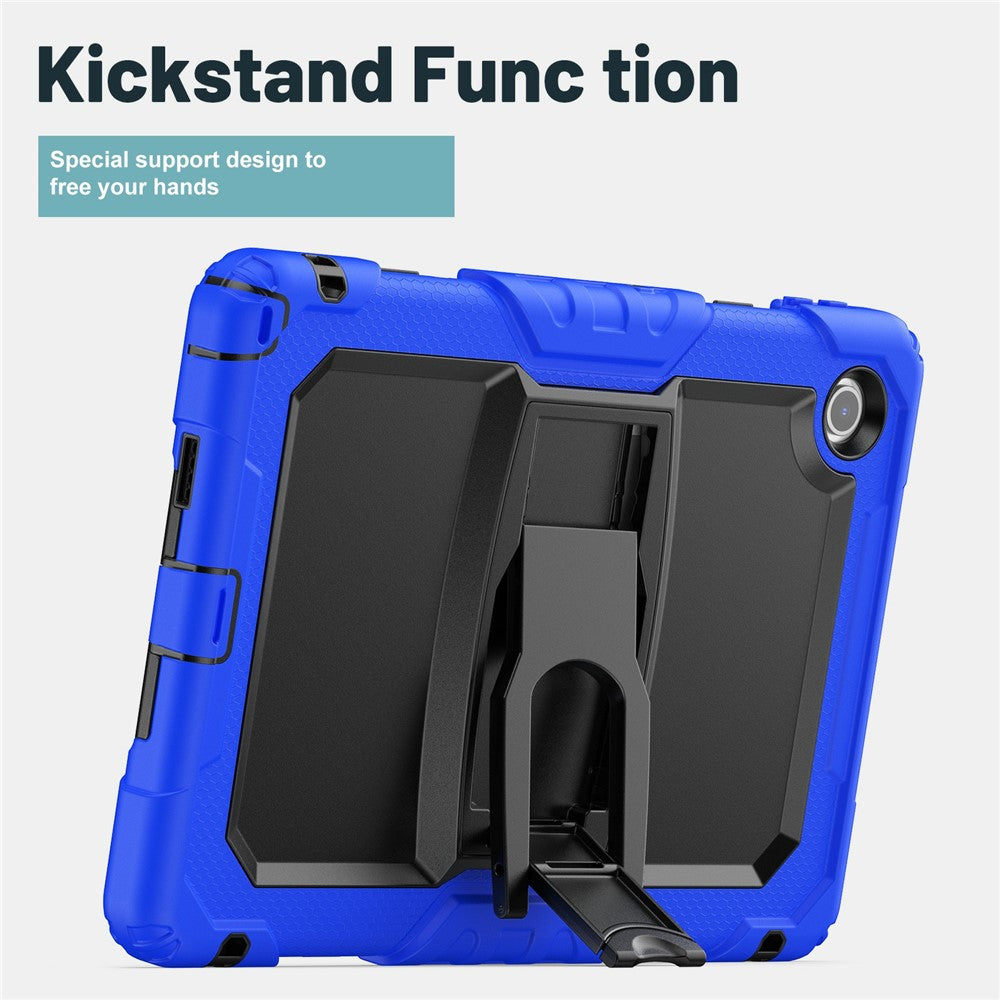 For Lenovo Tab 10.1 (2025) TB-311XU  /  Tab TB311FU Case Kickstand PC + Silicone Shockproof Tablet Cover - Dark Blue