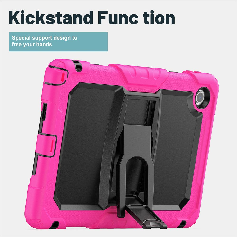 For Lenovo Tab 10.1 (2025) TB-311XU  /  Tab TB311FU Case Kickstand PC + Silicone Shockproof Tablet Cover - Rose