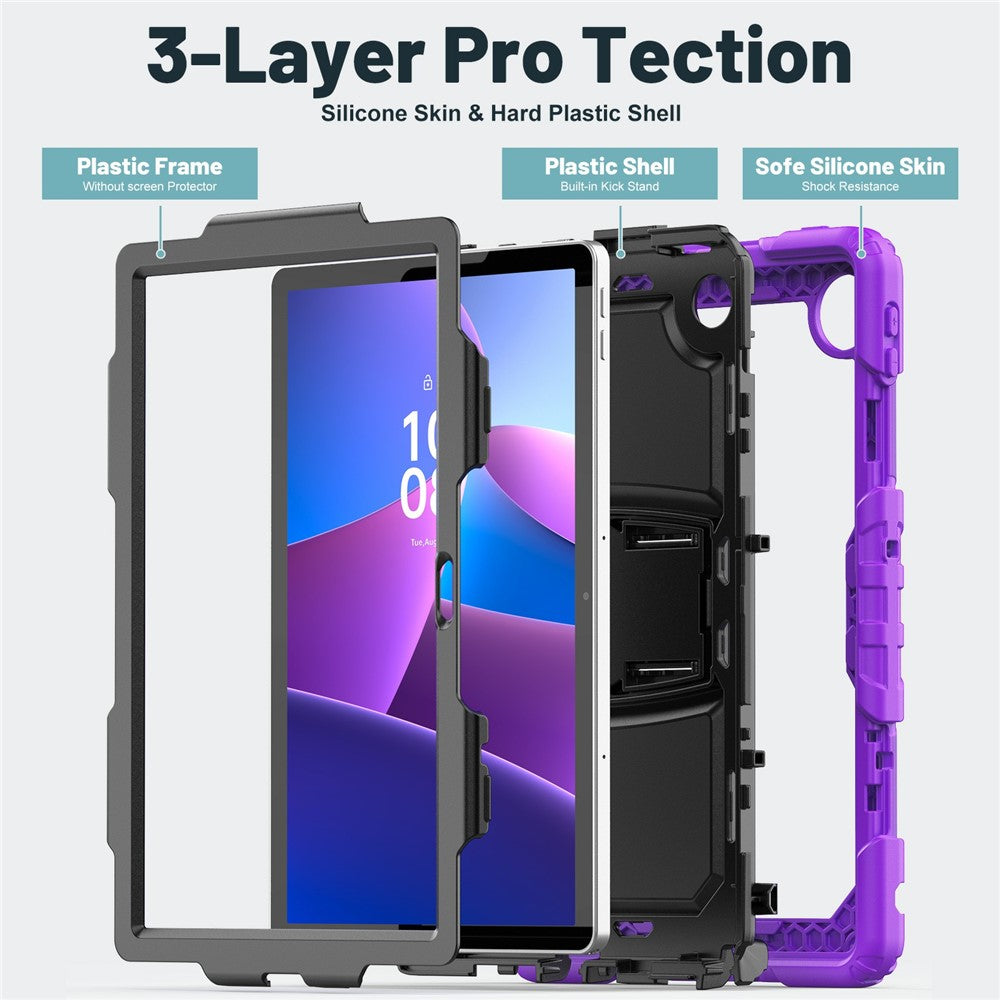 For Lenovo Tab 10.1 (2025) TB-311XU  /  Tab TB311FU Case Kickstand PC + Silicone Shockproof Tablet Cover - Purple