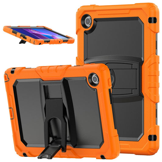 For Lenovo Tab 10.1 (2025) TB-311XU  /  Tab TB311FU Case Kickstand PC + Silicone Shockproof Tablet Cover with Shoulder Strap - Orange