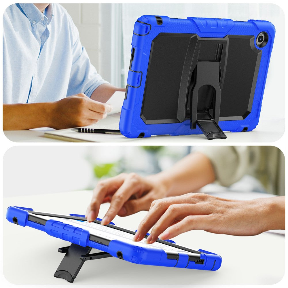 For Lenovo Tab 10.1 (2025) TB-311XU  /  Tab TB311FU Case Kickstand PC + Silicone Shockproof Tablet Cover with Shoulder Strap - Dark Blue