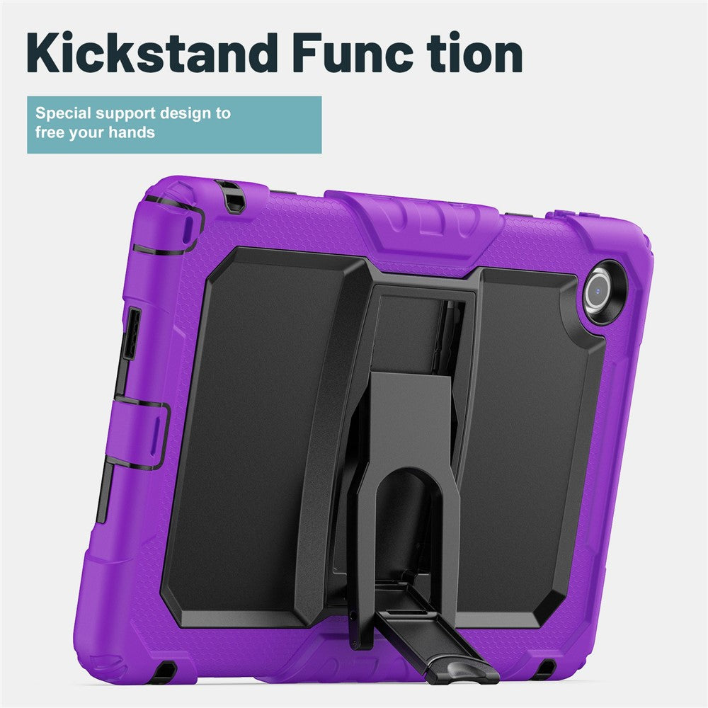 For Lenovo Tab 10.1 (2025) TB-311XU  /  Tab TB311FU Case Kickstand PC + Silicone Shockproof Tablet Cover with Shoulder Strap - Purple