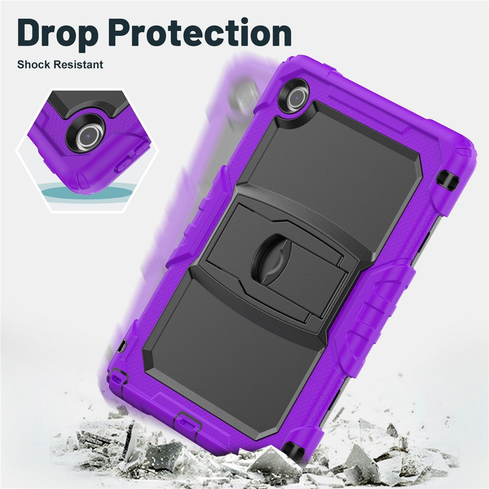 For Lenovo Tab 10.1 (2025) TB-311XU  /  Tab TB311FU Case Kickstand PC + Silicone Shockproof Tablet Cover with Shoulder Strap - Purple