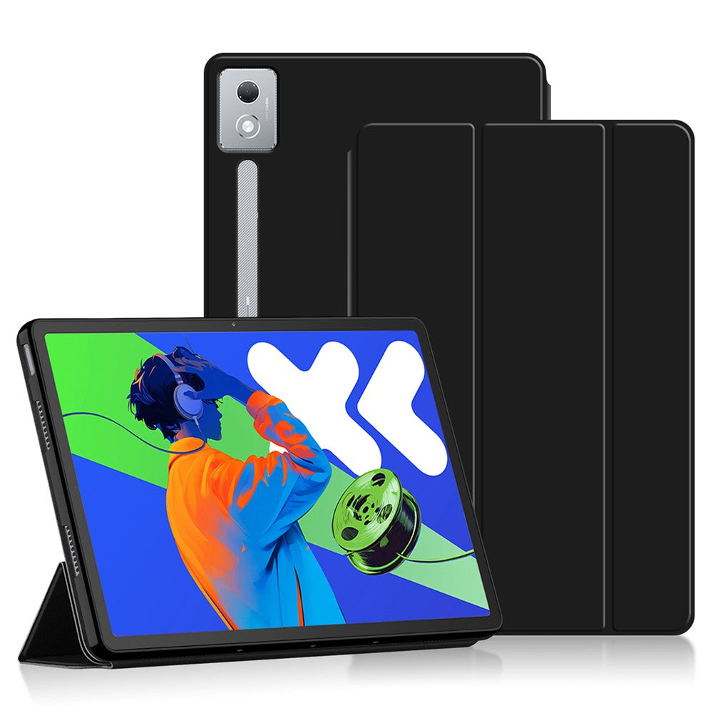 For Lenovo Idea Tab Pro / Xiaoxin Pad Pro 12.7 (2025) Case PU Leather TPU Back Trifold Stand Tablet Cover - Black