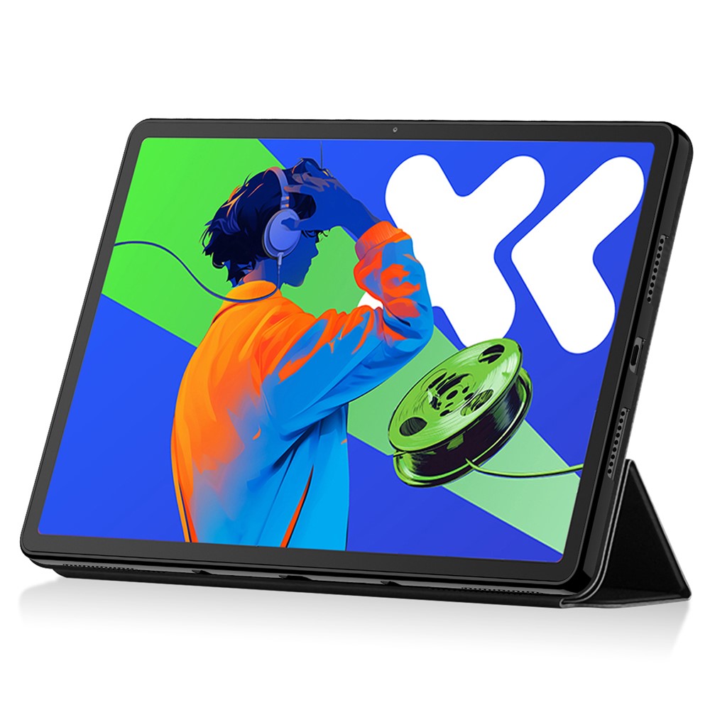 For Lenovo Idea Tab Pro / Xiaoxin Pad Pro 12.7 (2025) Case PU Leather TPU Back Trifold Stand Tablet Cover - Black