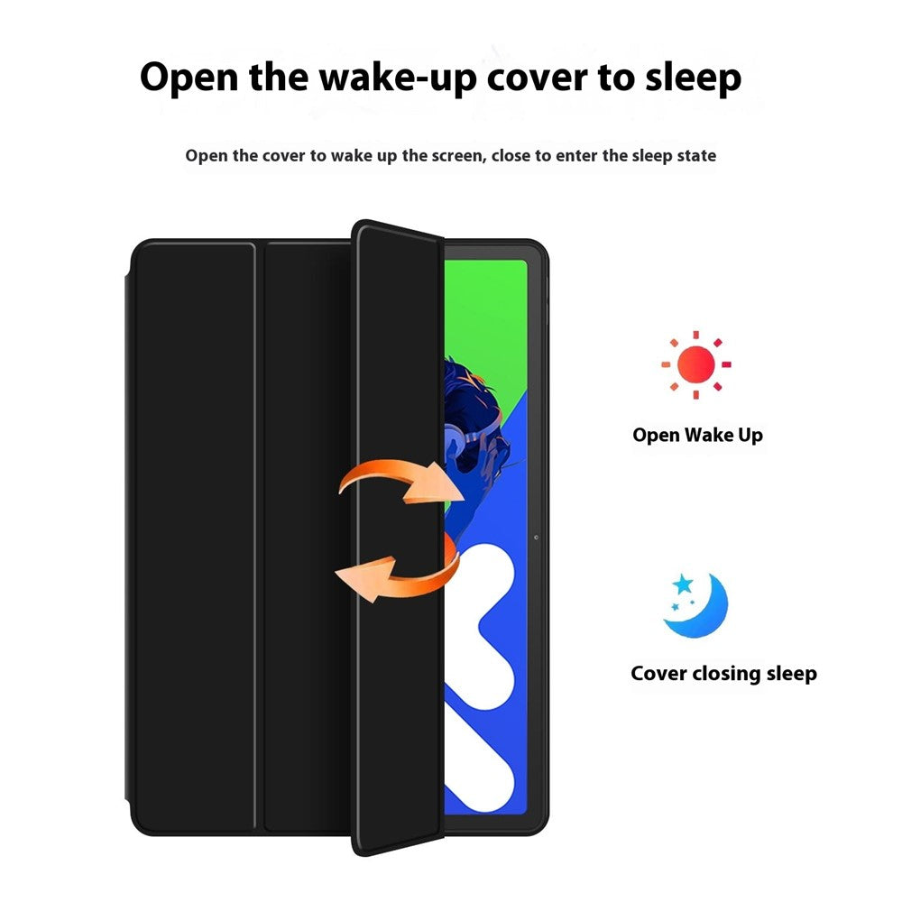 For Lenovo Idea Tab Pro / Xiaoxin Pad Pro 12.7 (2025) Case PU Leather TPU Back Trifold Stand Tablet Cover - Black