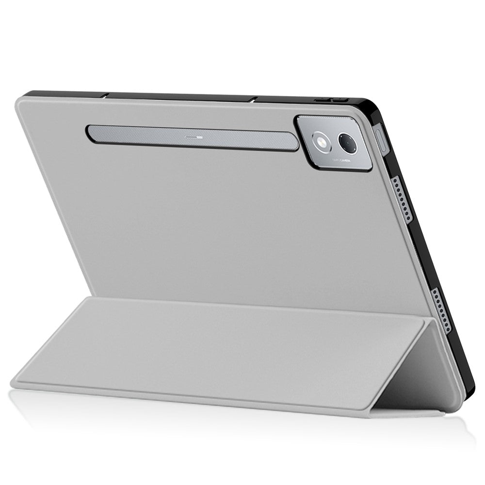 For Lenovo Idea Tab Pro / Xiaoxin Pad Pro 12.7 (2025) Case PU Leather TPU Back Trifold Stand Tablet Cover - Grey