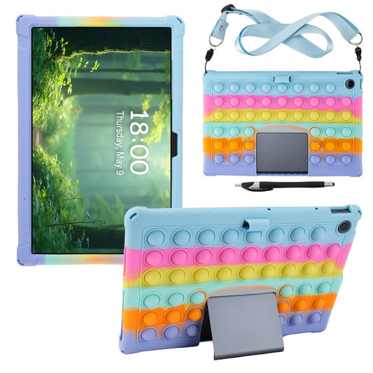 For Lenovo Xiaoxin Pad Studio 11.5 inch / Tab Plus TB-351FU Case Push Bubble Tablet Cover with Shoulder Strap - Colorful Baby Blue