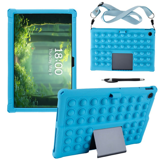 For Lenovo Xiaoxin Pad Studio 11.5 inch / Tab Plus TB-351FU Case Push Bubble Tablet Cover with Shoulder Strap - Sky Blue