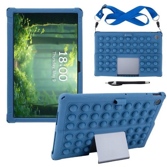 For Lenovo Xiaoxin Pad Studio 11.5 inch / Tab Plus TB-351FU Case Push Bubble Tablet Cover with Shoulder Strap - Blue